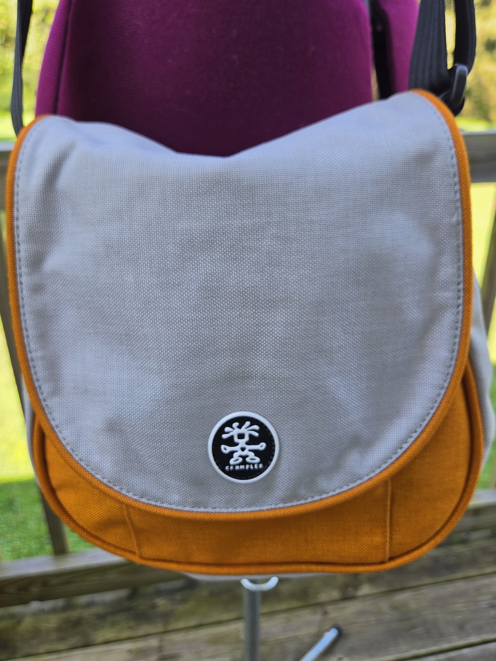 Gray & Orange Crumpler Aggott Crossbody Bag